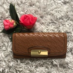 Coach Kristin Woven Leather Slim Envelope Wallet
